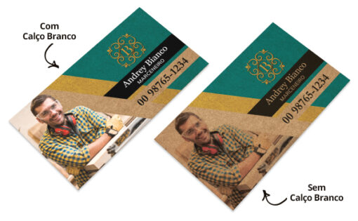 Comparativo entre impressão com e sem calço branco