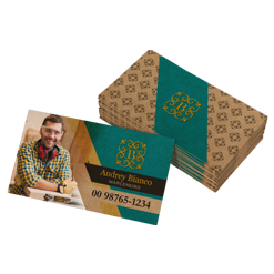 Cartão de Visita Kraft 240g Impressão Colorido e Calço Branca